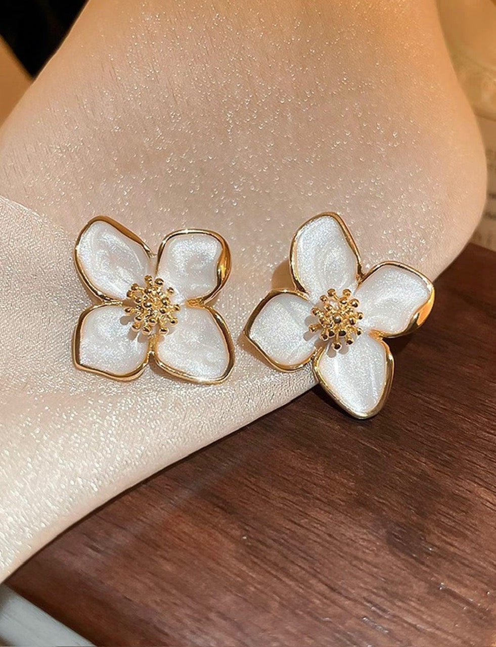 White Flower Earrings